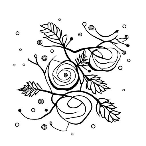 blackthorn bush branch long and skinny tattoo design idea