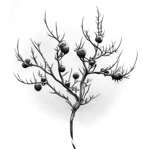 blackthorn bush branch long and skinny tattoo design idea