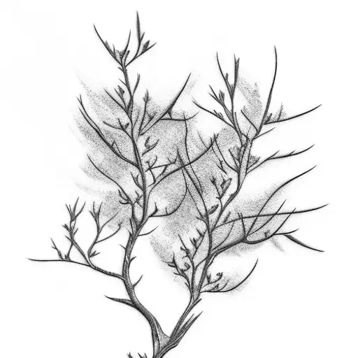 blackthorn bush branch long and skinny tattoo design idea
