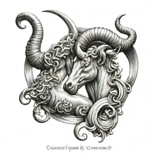 intertwined Capricorn Aries and Aquarius zodiac symbols tattoo design idea