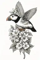 puffin hydrangea lace tattoo design idea