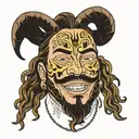Post Malone Opera mask tattoo design idea
