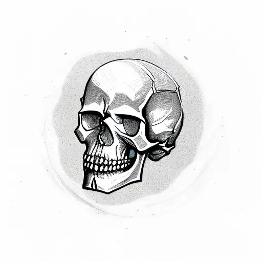 skull with roses and wings in ar deco style tattoo design idea