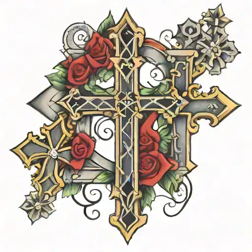 Roman numeral 3 crosses tattoo design idea
