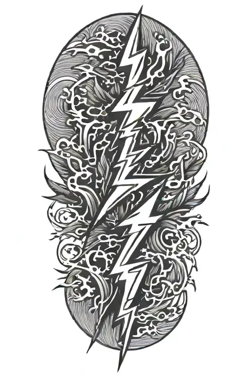 thin lightning bolts tattoo design idea
