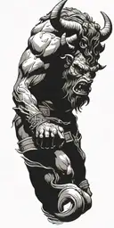 Minotaur raging tattoo design idea