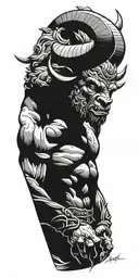 Minotaur raging tattoo design idea