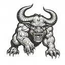 Minotaur looking up angry tattoo design idea