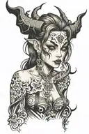 demon girl tattoo design idea