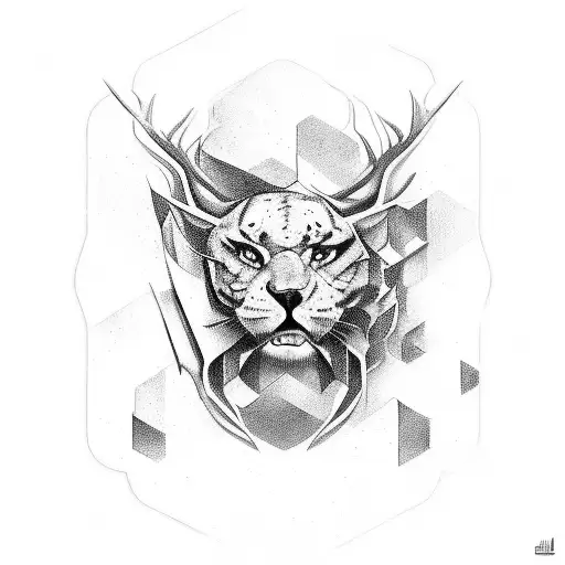 black and white image that represents courage, resilience and strength. desire to leave the comfort zone and succeed in  tattoo design idea