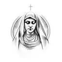 sleeve with the Virgin Mary crying  tattoo design idea