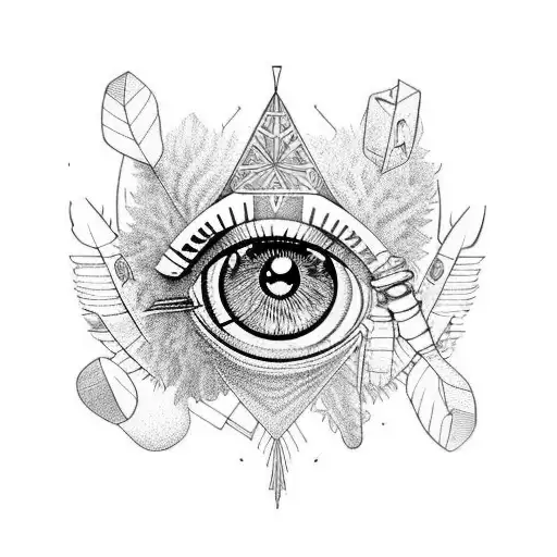 steampunk, dice, eye, feathers, trees  tattoo design idea