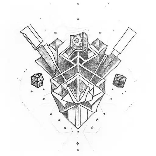 steampunk, dice, trees  tattoo design idea