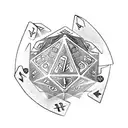 dice, steampunk, eye, trees tattoo design idea