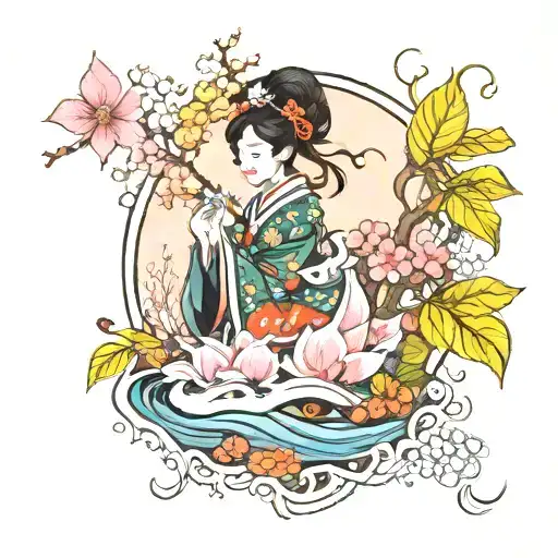 magic good witch nature tattoo design idea