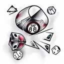 ball 8, lucky horseshoe and dice tattoo design idea