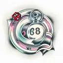 ball 8, lucky horseshoe and dice tattoo design idea
