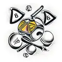ball 8, lucky horseshoe and dice tattoo design idea