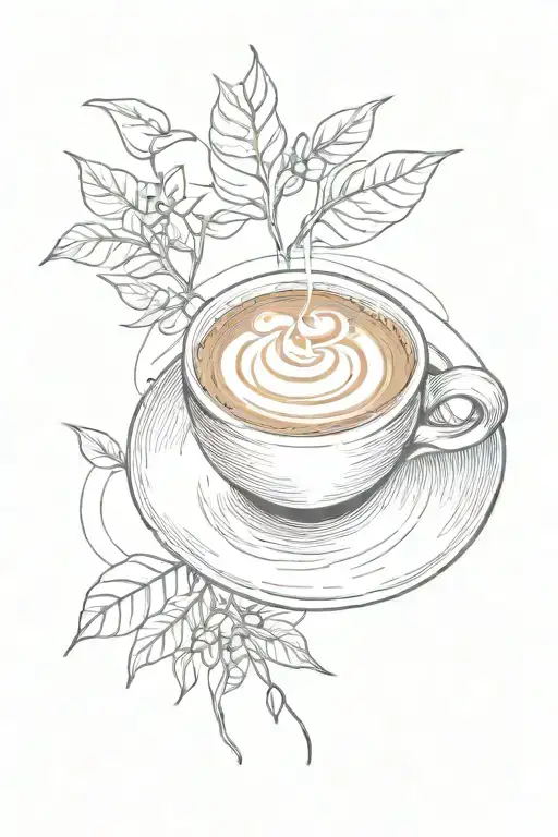 coffee and coffee bean tattoo design idea