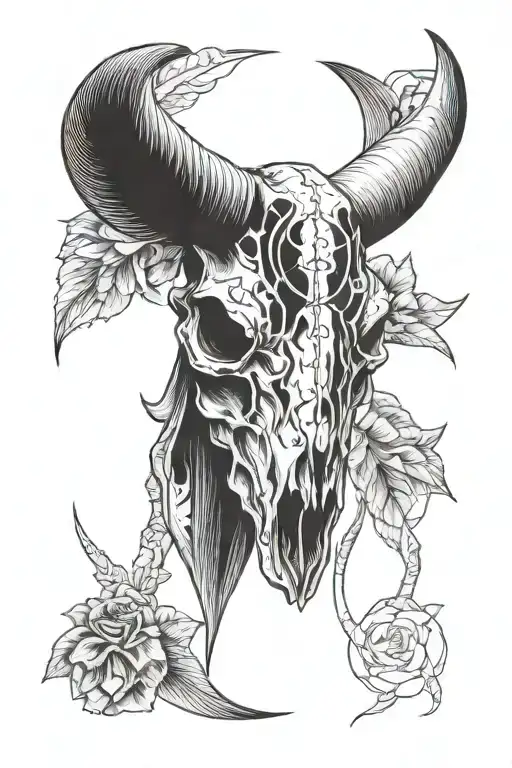 buffalo skull tattoo design idea