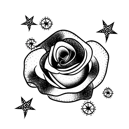 roses and nautical stars. long and thin. tattoo design idea