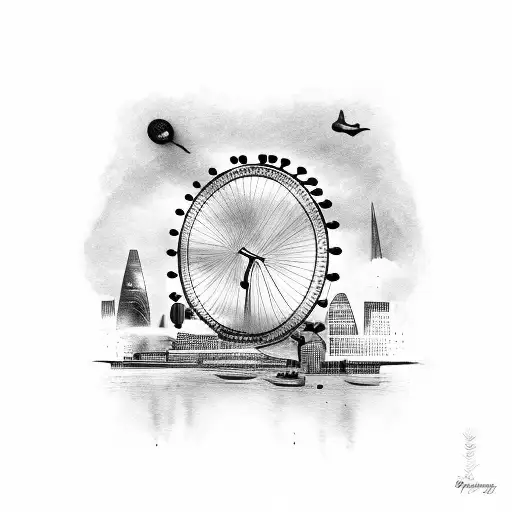 london eye with dodge caliber tattoo design idea