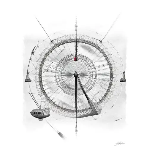 london eye with dodge caliber tattoo design idea