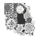 patchwork sleeve tattoo design idea