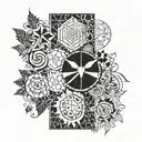patchwork sleeve tattoo design idea