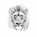 lion with baby lions in background tattoo design idea