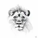 lion with baby lions in background tattoo design idea