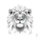 lion with baby lions in background tattoo design idea