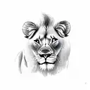 lioness with baby lions in background tattoo design idea