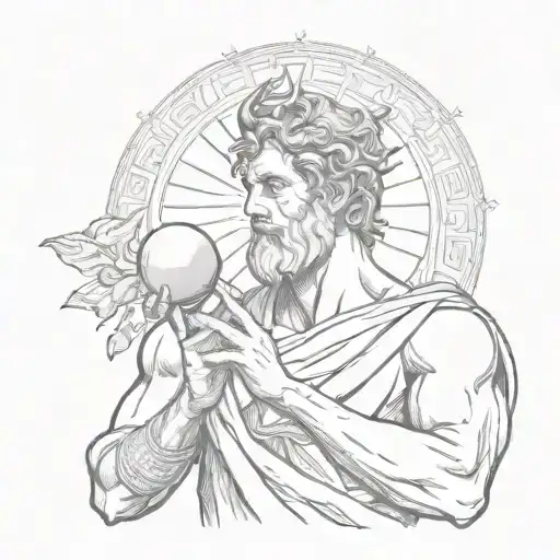 Greek god holds the sun in his hands tattoo design idea