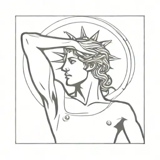 Greek god holds the sun in his hands tattoo design idea