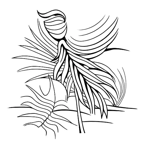 Palm Tree sunset beach tattoo design idea