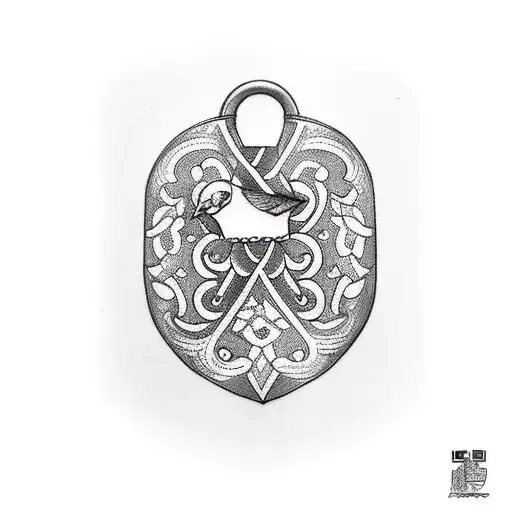 pigeon with padlock tattoo design idea