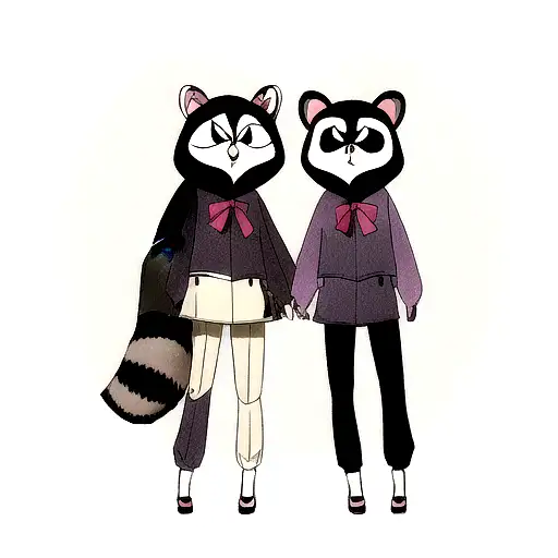 matching couple racoon tattoo design idea