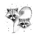 matching couple racoon tattoo design idea