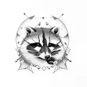 matching couple racoon tattoo design idea