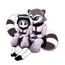 matching couple racoon tattoo design idea
