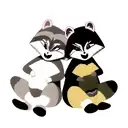 matching couple racoon tattoo design idea