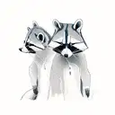 matching couple racoon tattoo design idea
