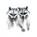 matching couple racoon tattoo design idea