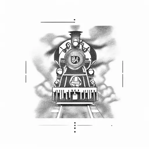 Union Pacific 8444 steam engine tattoo design idea