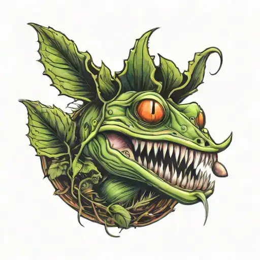 Venus fly trap madusa face tattoo design idea