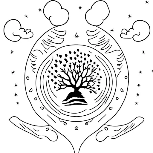 tree silhouette with rainbow pawprints as leaves and a German Shepherd silhouette sitting besides the tree tattoo design idea