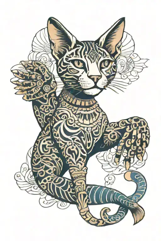 cat's paws, Egyptian mao, ankh tattoo design idea