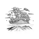 Lanzarote's volcanic landscape tattoo design idea