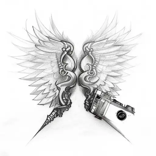 Sketch "A Sketch Style Tattoo Of A Camera With..." Tattoo Idea BlackInk AI